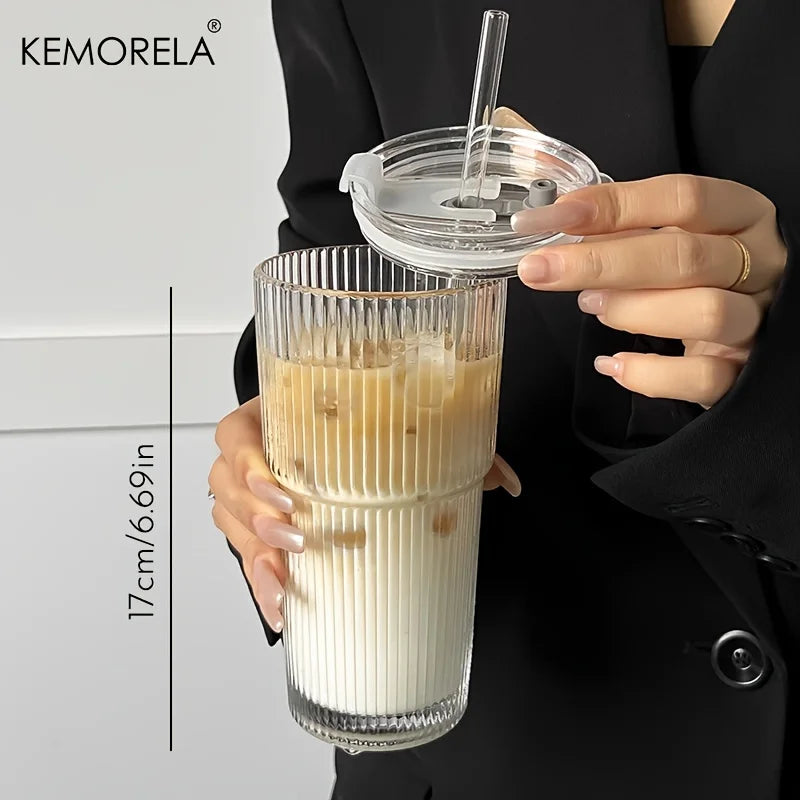 Copo de Café de Vidro TYESO 600ML com Tampa - Transparente