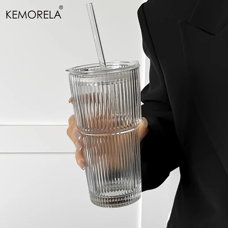 Copo de Café de Vidro TYESO 600ML com Tampa - Transparente