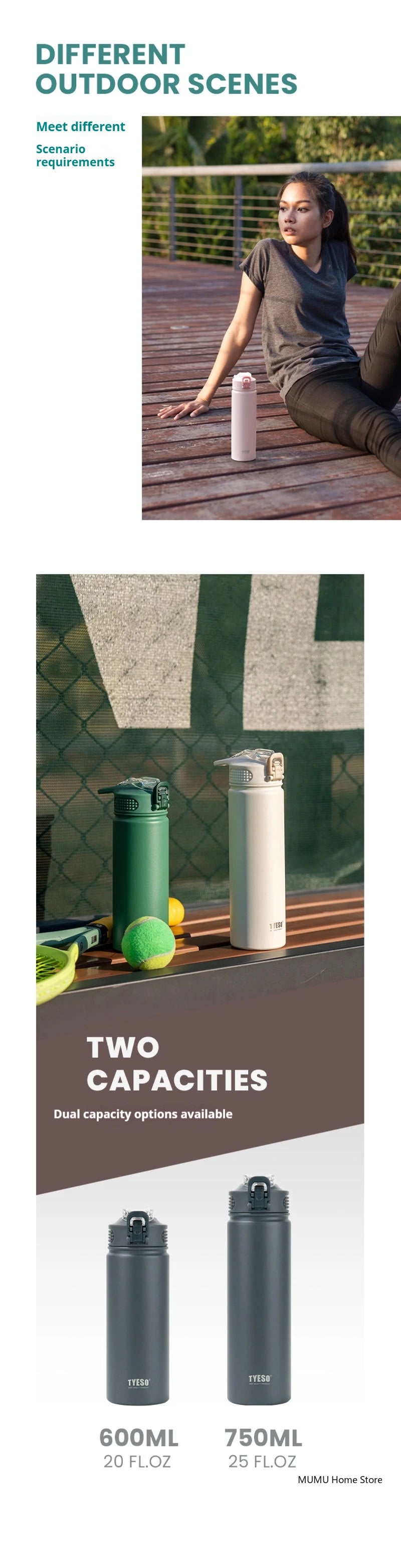 Tyeso 600/750ML Thermos Bottle